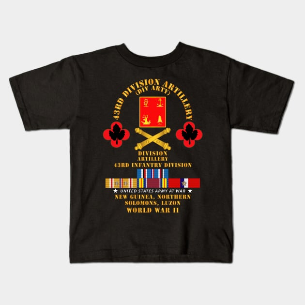 43rd Division Artillery - New Guinea, Northern Solomons, Luzon  WWII  w PAC SVC Kids T-Shirt by twix123844